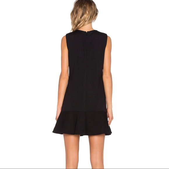 🆕NWOT•BCBGMaxAzria• Fringe Trim Flounce Hem Dress in black size S - Picture 4 of 8